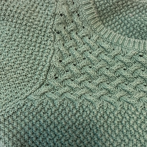 LOFT WIDE CREWNECK GREEN KNIT SWEATER - Picture 3 of 5